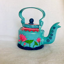 Load image into Gallery viewer, Aluminum Handpainted Lotus Flowers Kettle for Home Decor, Gifting & Serving