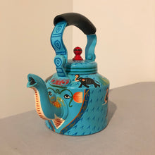 Load image into Gallery viewer, Handpainted Elephant Kettle made of eco friendly and sustainable aluminum metal for serving and decoration
