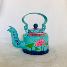 Load image into Gallery viewer, Aluminum Handpainted Lotus Flowers Kettle for Home Decor, Gifting &amp; Serving
