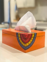 Load image into Gallery viewer, Handcrafted Orange Tissue Box for home decor, gift and to store kleenex tissues
