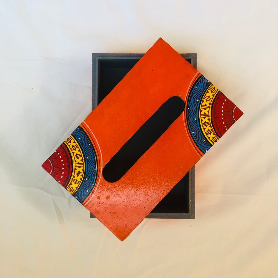 Handcrafted Orange Tissue Box for home decor, gift and to store kleenex tissues