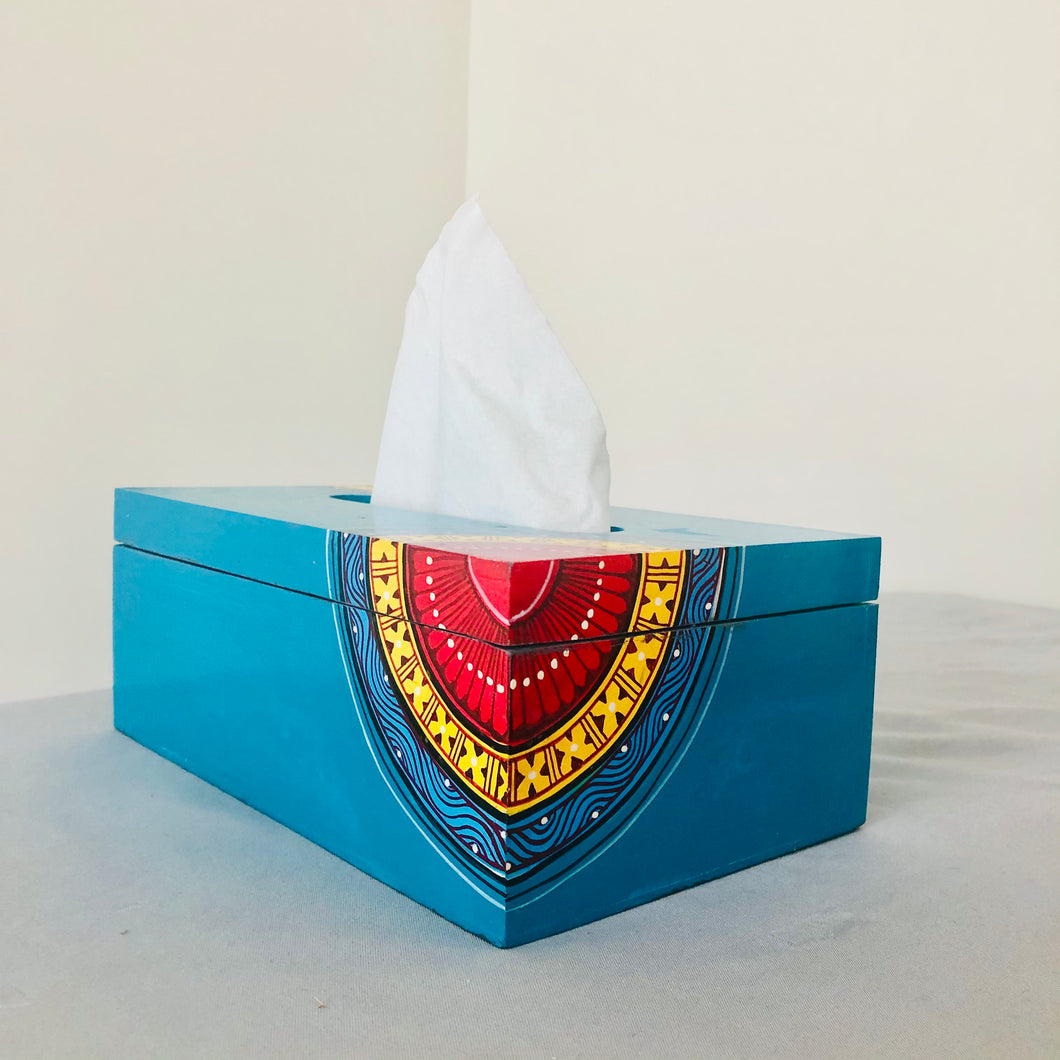 Handcrafted Teal Tissue Box for home decor, gift and to store kleenex tissues