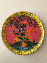 Load image into Gallery viewer, Handcrafted Hand painted Natural Solid Wood Wall Hanging Plate for home decor, wedding, housewarming, gift of Hermit Krishna in wood art
